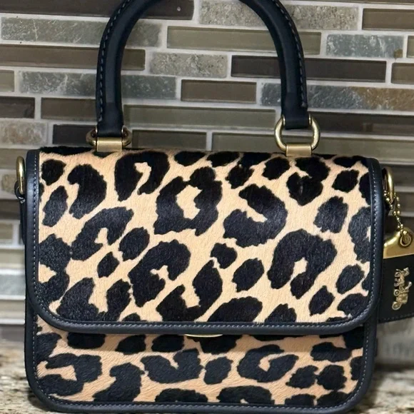 Coach Rogue Top Handle In Haircalf with Leopard Print NWT - Picture 2 of 11